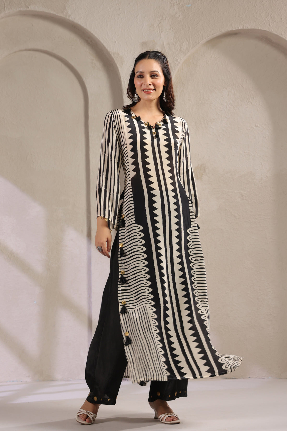 Noir Silk Cascade Co-Ord Set