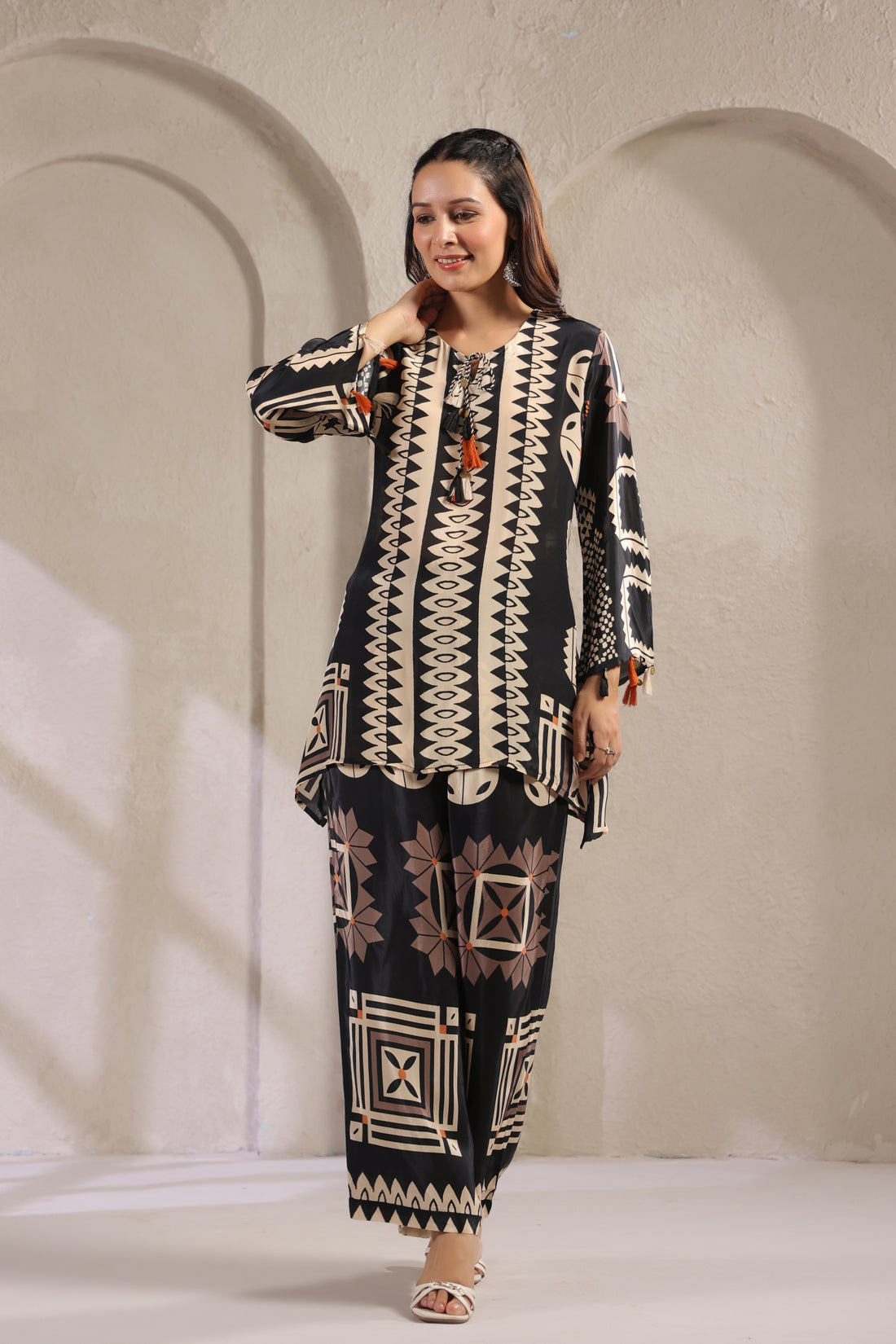 Midnight Muse – Silk Crepe Printed Co-Ord Set