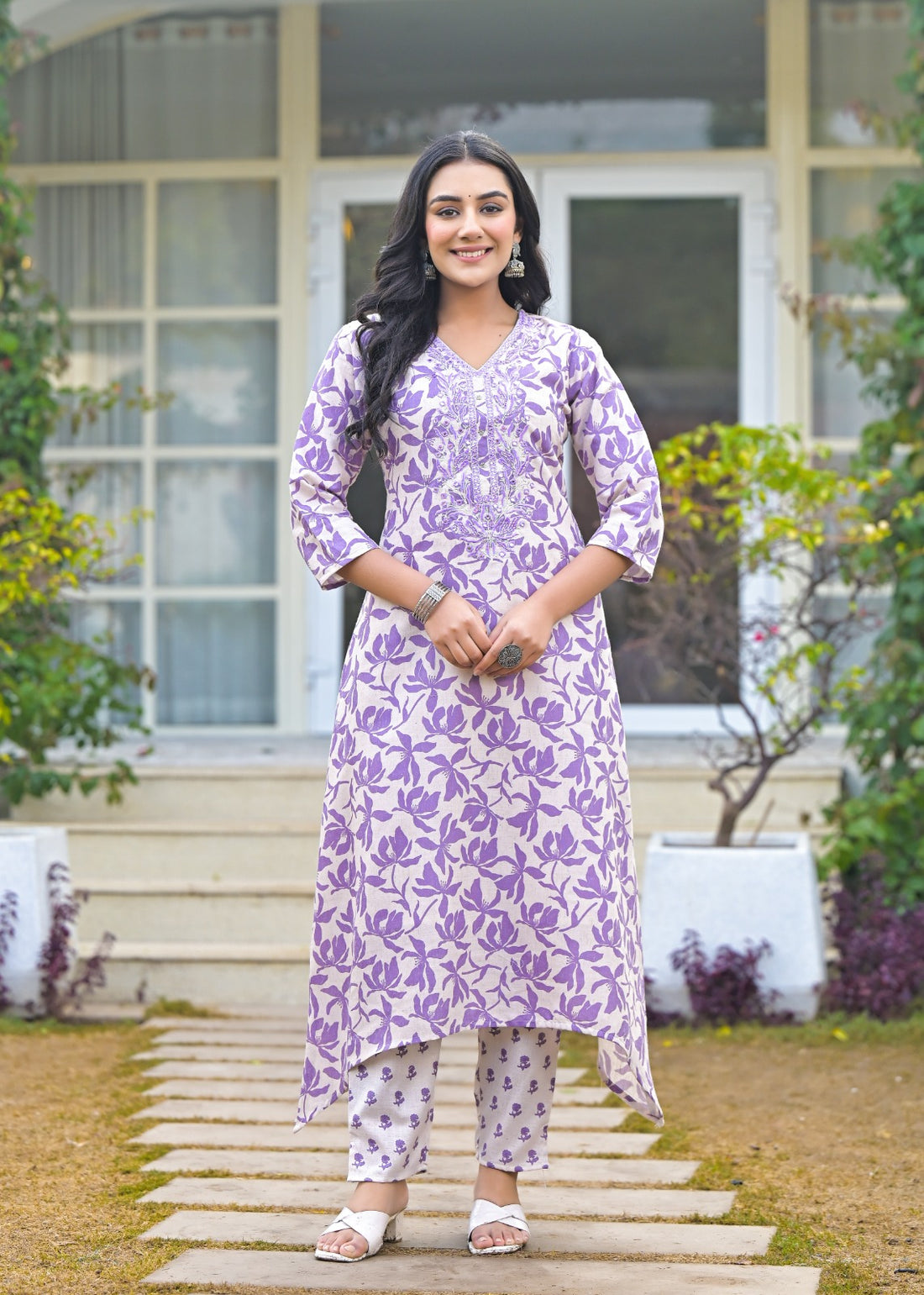 Lavender Bloom Kurta Set