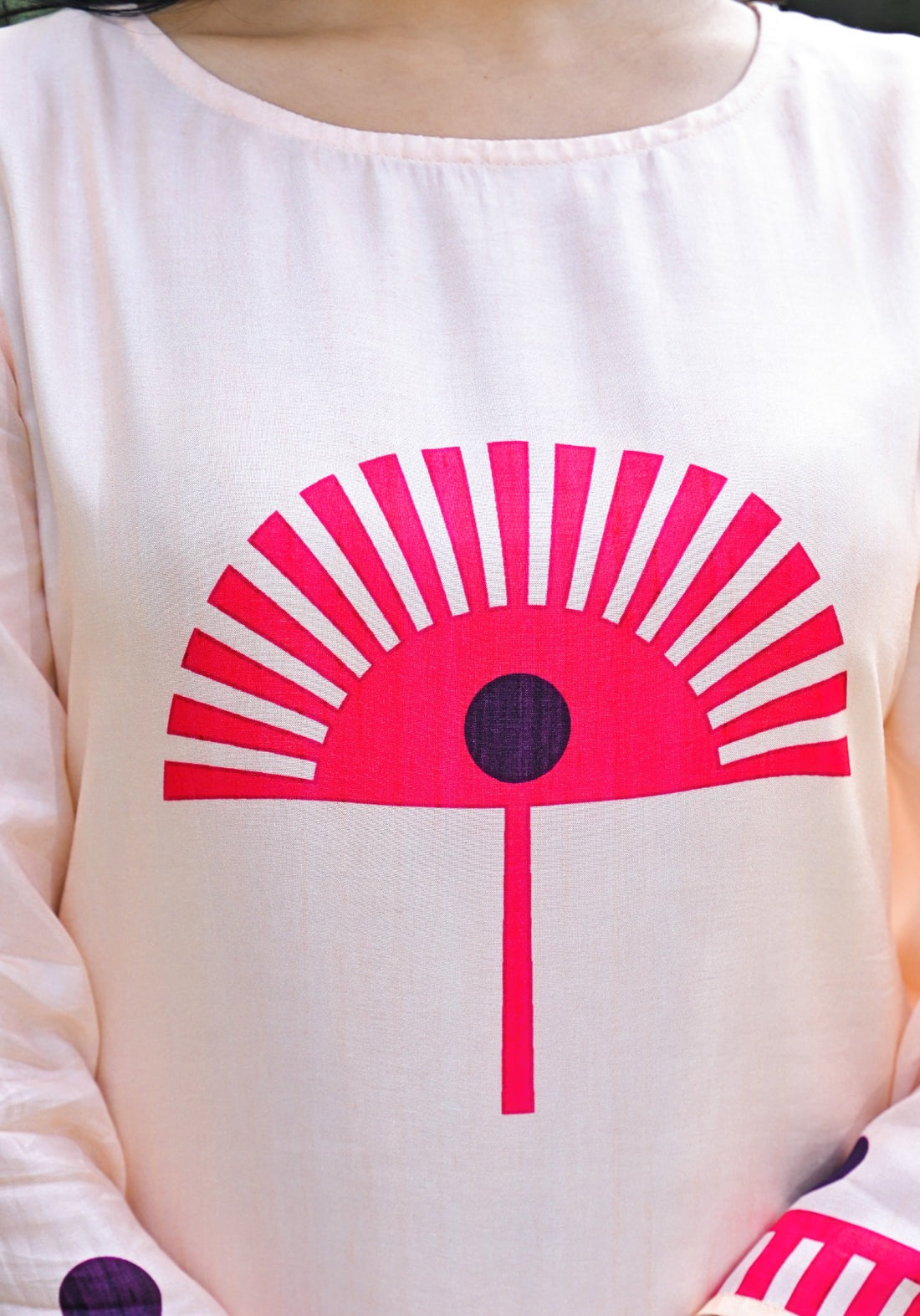 Peach & Red Printed Cotton Kurta Set