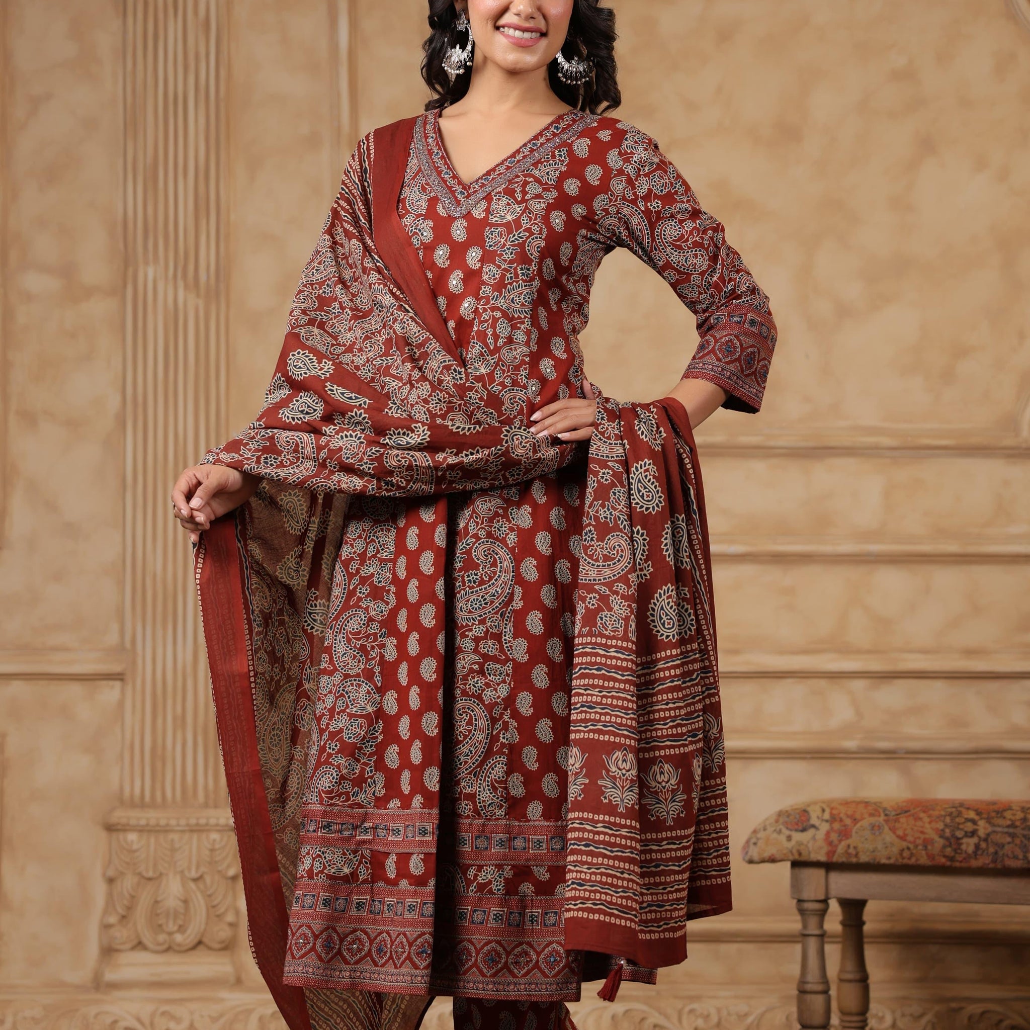 Regal Grace Cotton Anarkali Set
