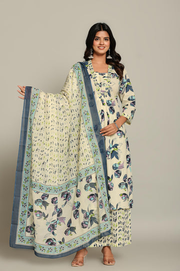 Serene Bloom Cotton Suit Set