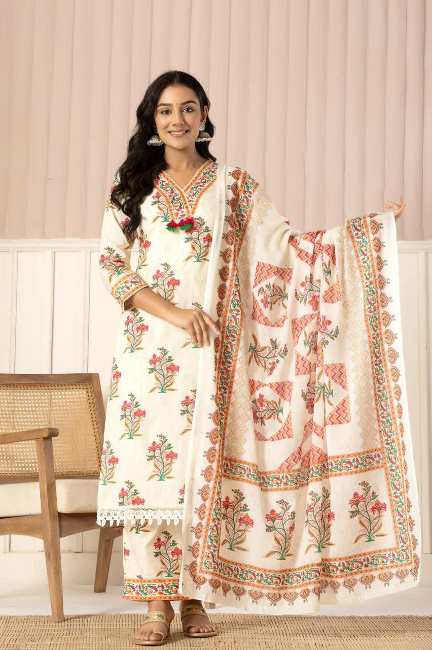 Red Cotton Suit Set