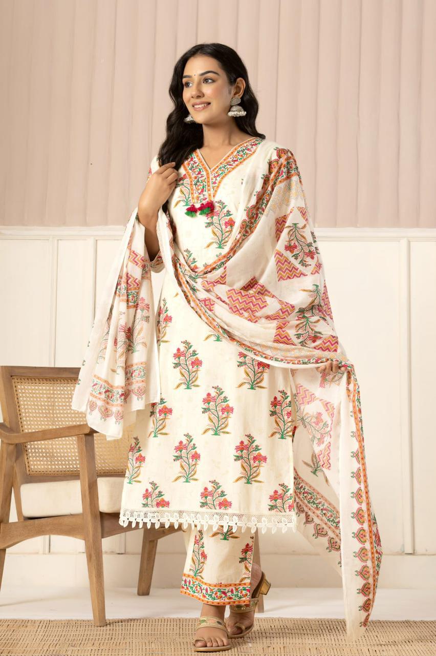 Red Cotton Suit Set