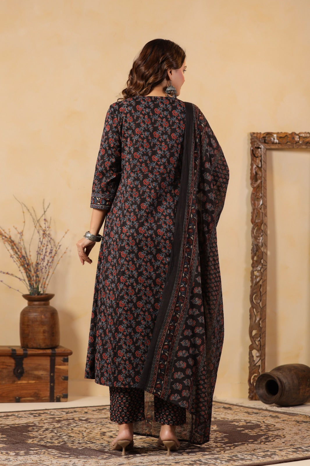 Black Heritage Cotton Kurta Set