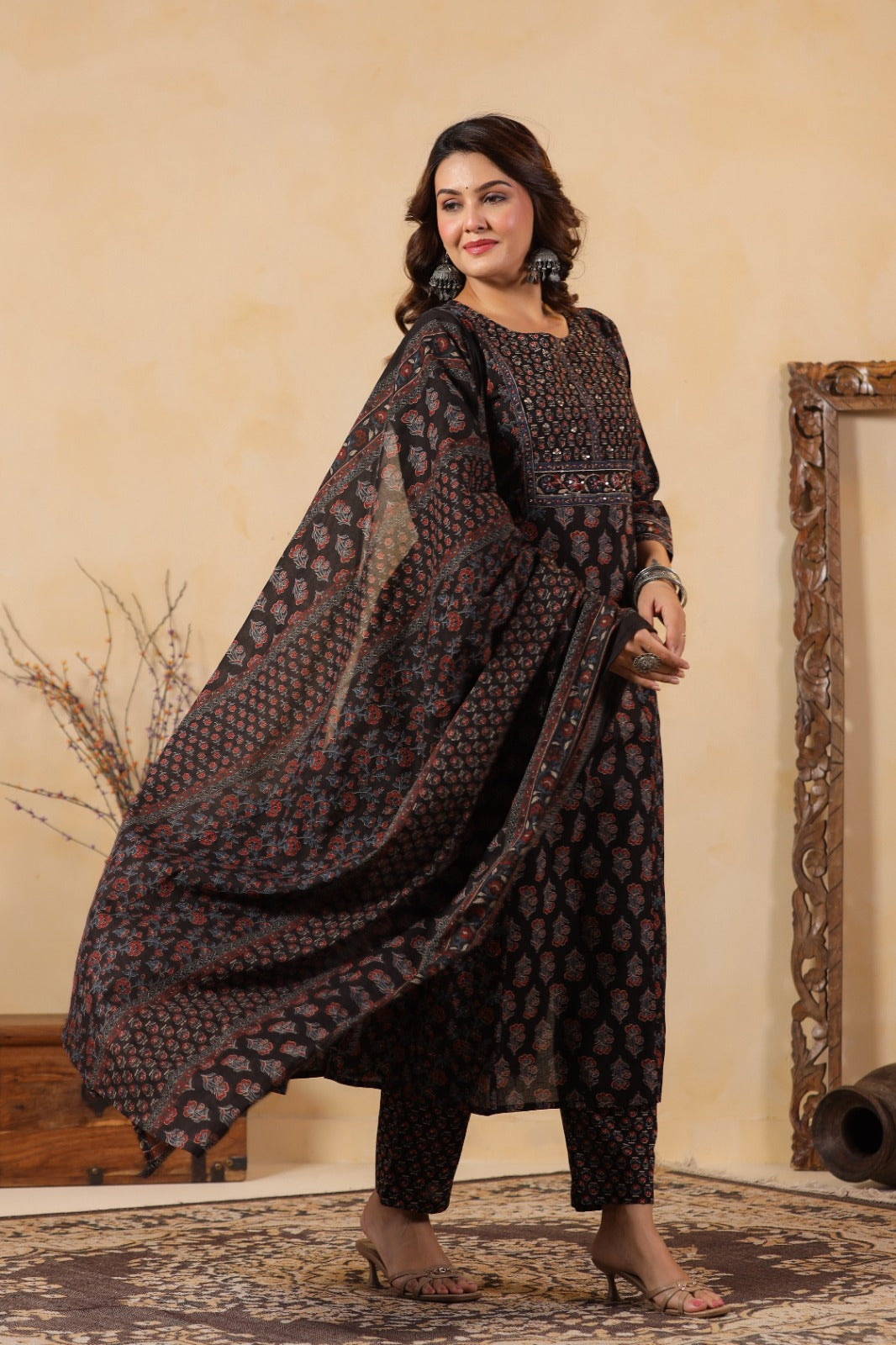Black Heritage Cotton Kurta Set