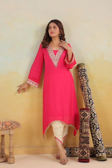 Gulabo Crepe Silk Dhoti Set