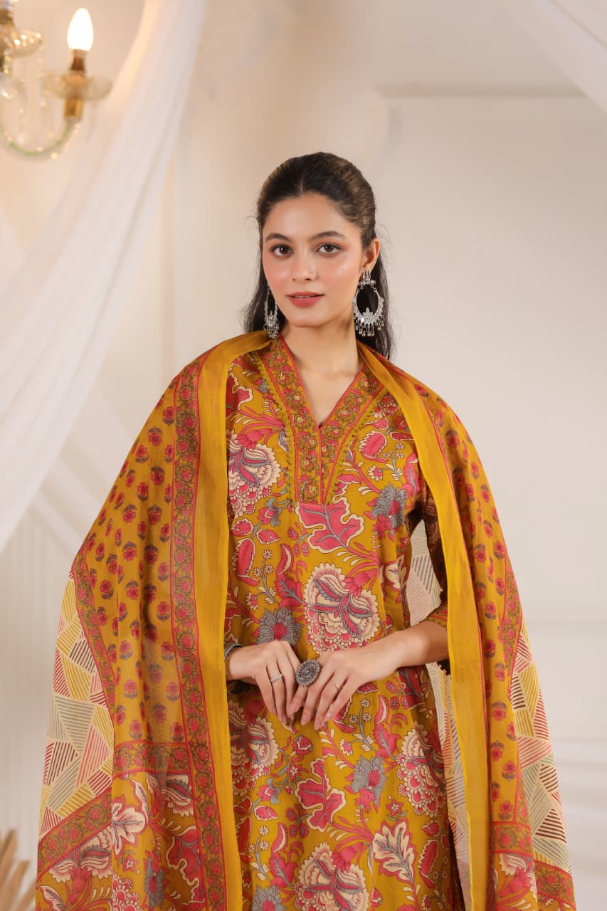 Pure Cotton Floral Printed Kurta Set