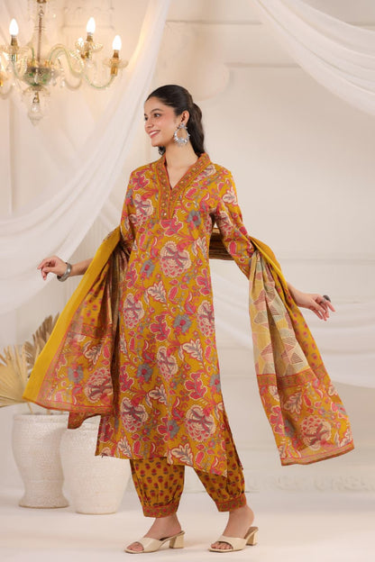 Pure Cotton Floral Printed Kurta Set