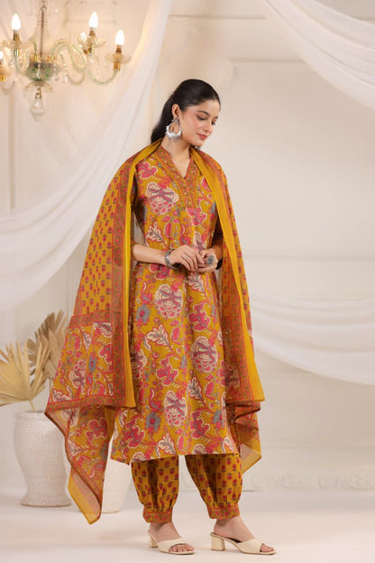 Pure Cotton Floral Printed Kurta Set