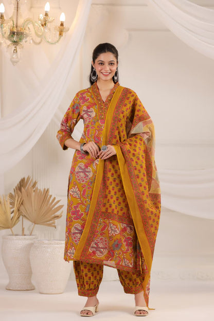 Pure Cotton Floral Printed Kurta Set