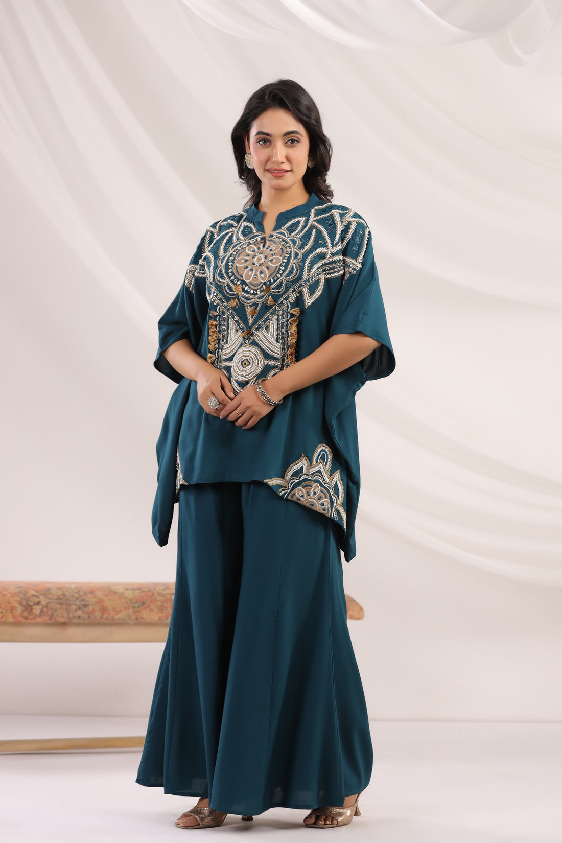 Teal Kaftan & Palazzo Set