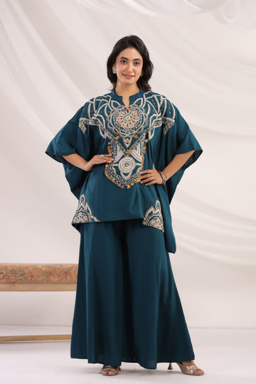 Teal Kaftan & Palazzo Set