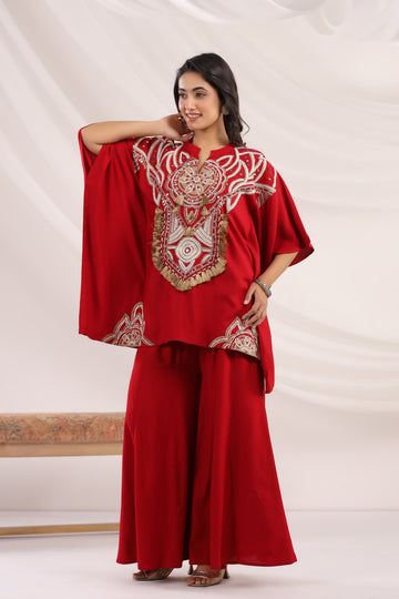 Red Kaftan & Palazzo Set