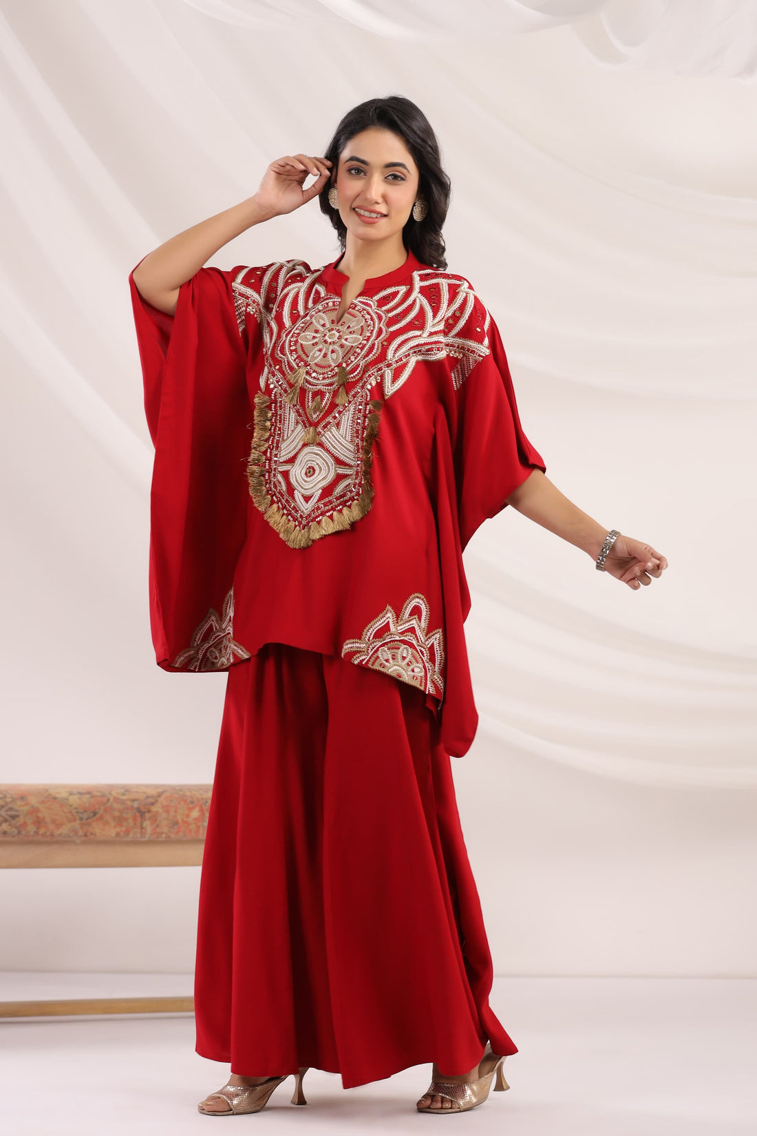 Red Kaftan & Palazzo Set
