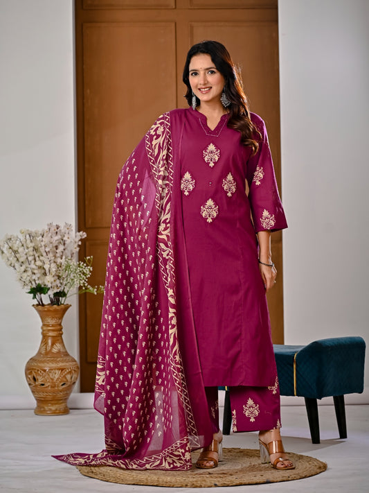 cotton floral embroidery motifs set