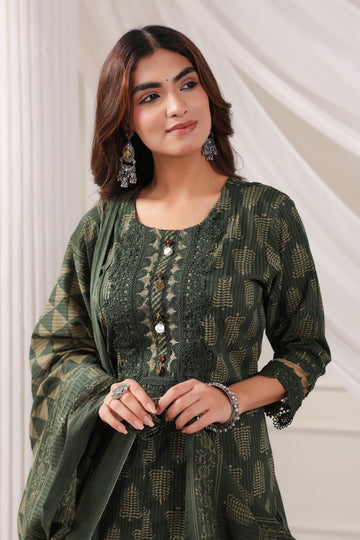 Forest Green Cotton Suit Set