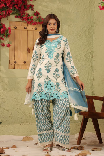 Cotton Cut Work Farsi Salwar Set