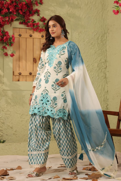 Cotton Cut Work Farsi Salwar Set