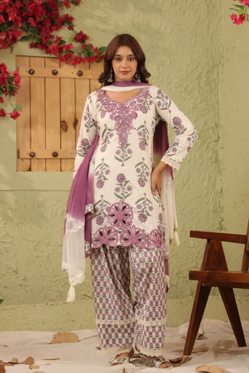Cotton Cut Work Farsi Salwar Set
