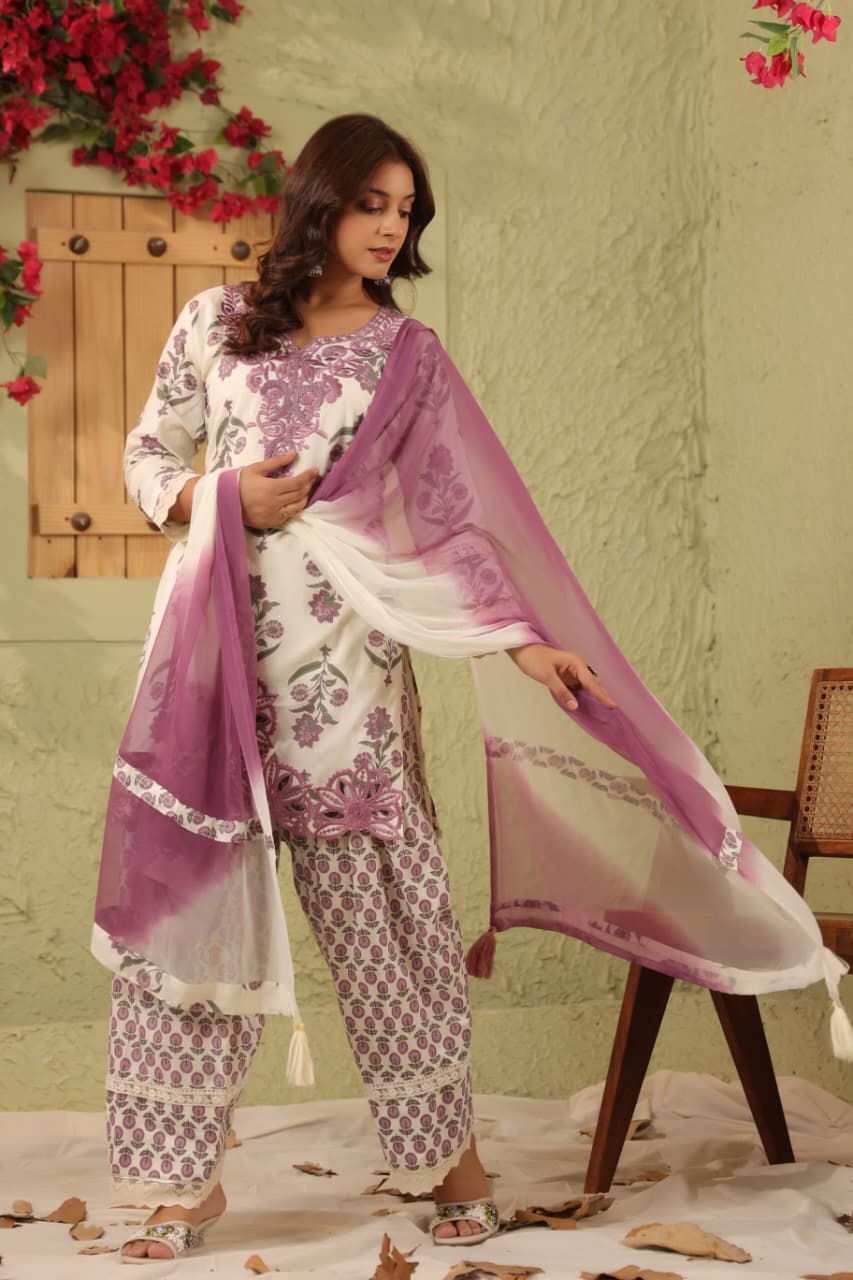 Cotton Cut Work Farsi Salwar Set