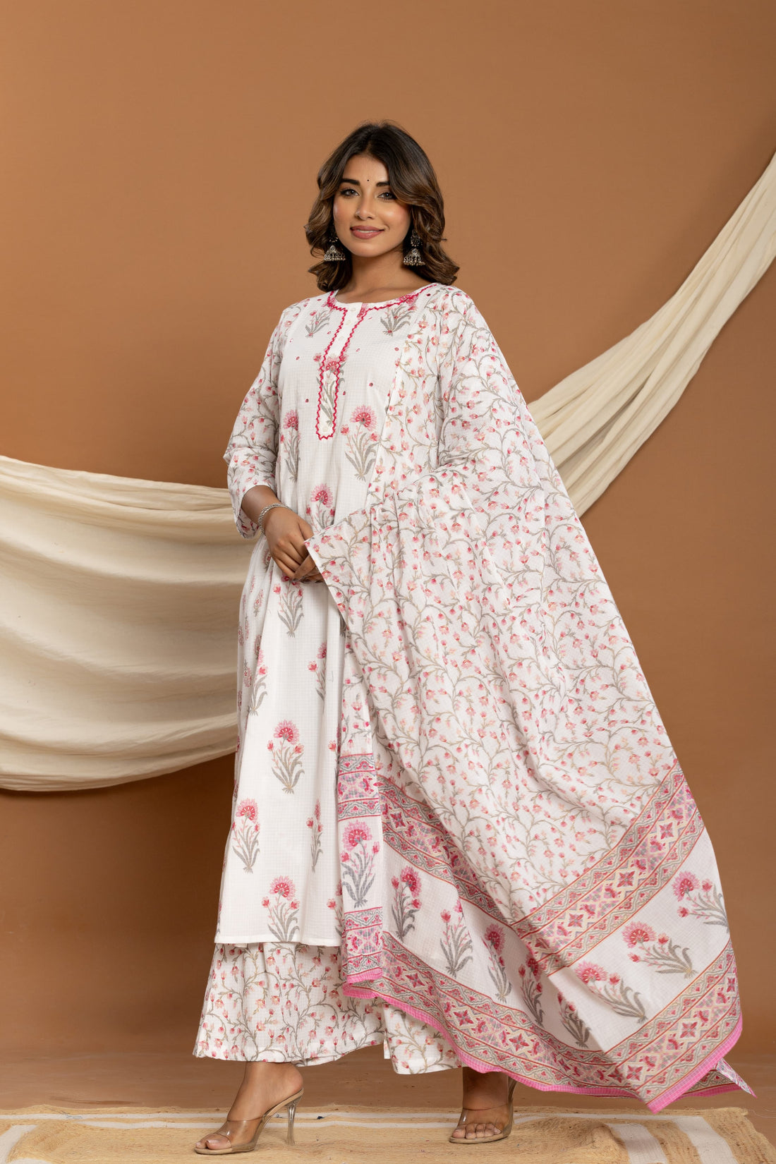 Ethereal Bloom Mul Cotton Suit Set With Plazo