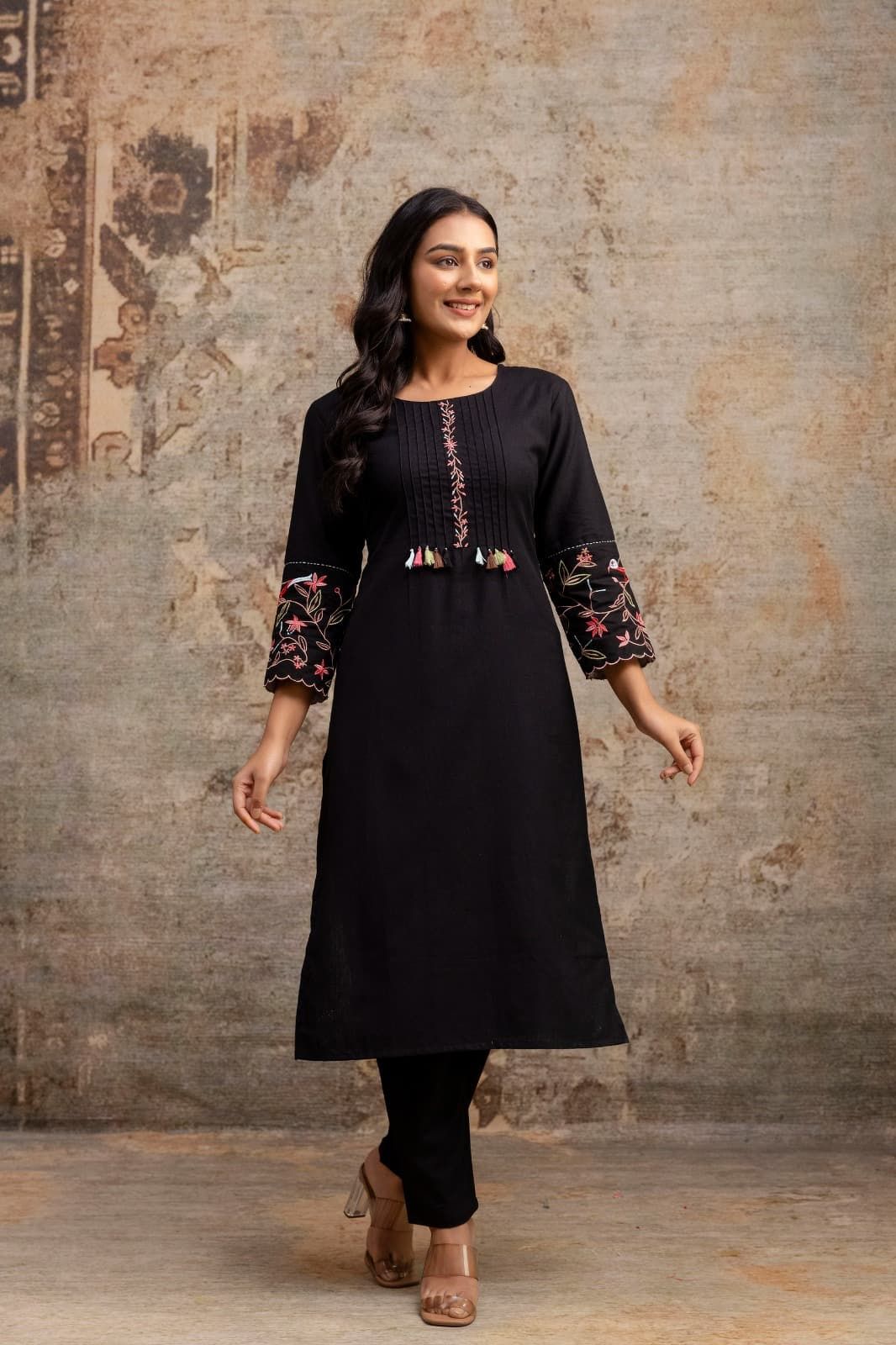 Ethereal Grace Embroidered Cotton Kurta Set