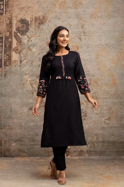 Ethereal Grace Embroidered Cotton Kurta Set