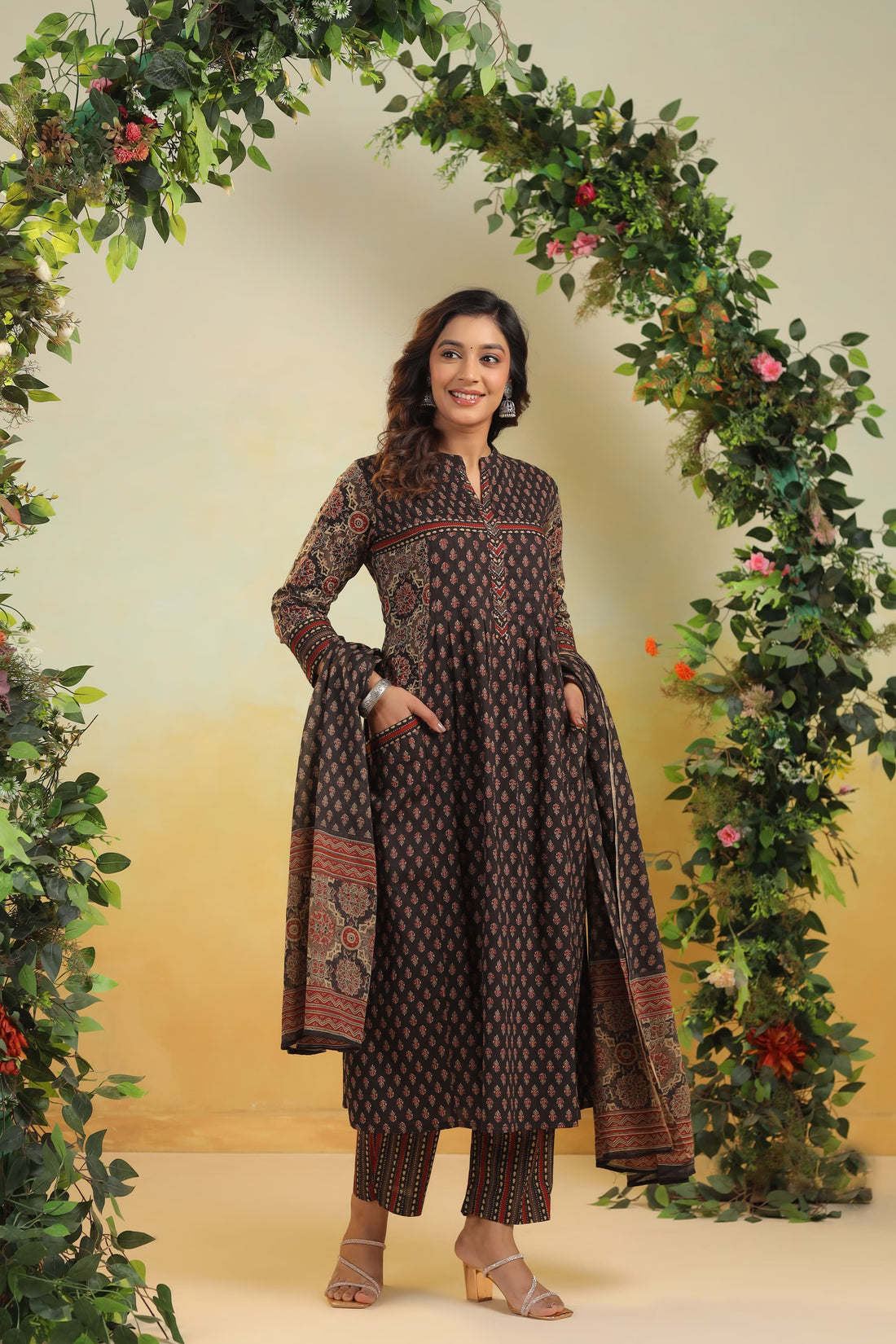Cotton Printed Anarkali Set with Dupatta